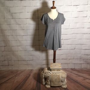 American Eagle Outfitters Lace Up Short Sleeve Tee in Gray